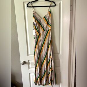 NWOT ASTR the Label Jessi Taupe Multi Striped Midi Dress